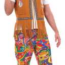 fun shack Brown Waistcoat Costume for Men, Hippie 60s 70s Themed Outfit, Retro Mens Costume for Parties and Events, Large 
