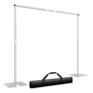 Pipe and Drape Backdrop Stand Kit 10x10ft, Heavy Duty Back Drop Adjustable Stand with Carry Bag, Metal Background Frame for Parties Wedding Birthday Decoration Photography Photo Booth Video - Silver