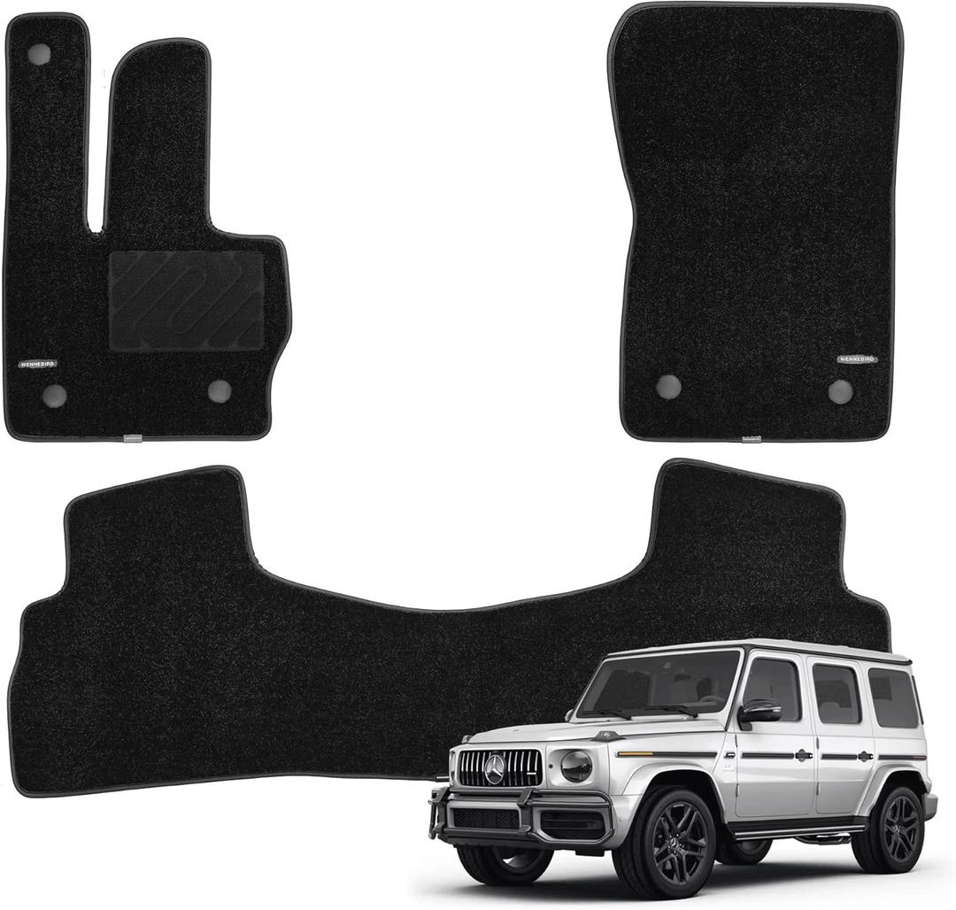 WENNEBIRD Superior Carpet Floor Mats for 2019-2025 Mercedes-Benz G-Class (W464A), 0.6-Inch Ultra-Thick, Noise-Reducing, All-Weather Waterproof Anti-Slip  3-Pc Set