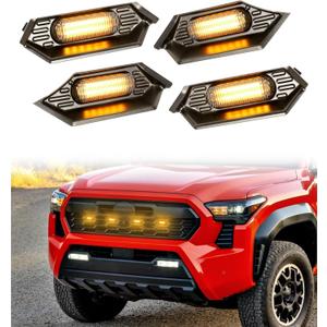 Front Grille Grill Lights for 2024 2025 Tacoma TR D Off Road Sport OEM Grill Led Grills Light for Tacoma Accessories,Amber 4PCS (24Tacoma-Off Road-A)