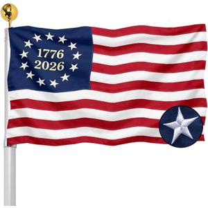 Embroidered 1776 250 Anniversary USA Flags 3x5 Outdoor- Betsy Ross American 2026 Flag Heavy Duty Nylon Embroidered Stars Sewn Stripes 250th Commemorative for Outside