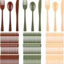 Minatee 180 Pcs Woodland Party Plastic Silverware Heavy Duty Cutlery Sets Disposable Utensils for Holiday Birthday Themed Party Supplies, 60 of Each Forks Knives Spoons