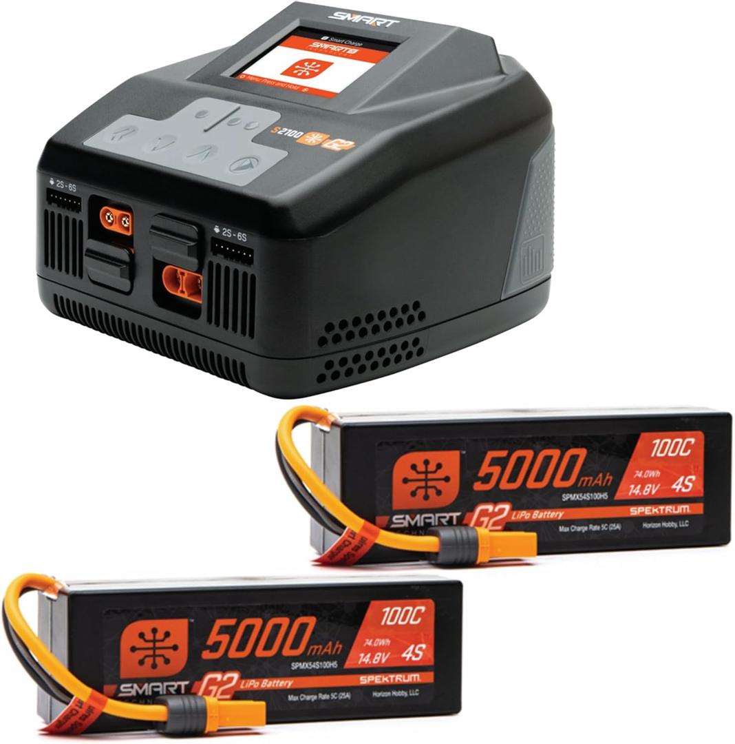 Spektrum SMART Smart Powerstage 8S Surface Bundle: (2) G2 5000mAh 4S LiPo IC5 & S2100 Charger, SPMXPSS850