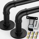 Curtain Rods for Windows 66 to 144, Black Adjustable Curtain Rods 2 Pack, Wrap Around Blackout Curtains Rod, Heavy Duty Industrial Curtains Rod, 1 Inch Indoor/Outdoor Drapery Pole 66-144"