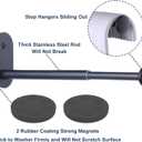 Extendable Magnetic Hanger Holder for Laundry Room, Clothes Hanger Orangizer Rack for Side of Washer or Dryer, Space Saving Laundry Storage, Black Pack of 2