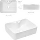 NUESTRA VIDA 19"x14.6" White Ceramic Rectangular Vessel Sink, Modern Above Counter Bathroom Art Basin with Faucet Hole, 19“ x 14.6” x 5.1“