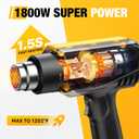 SEEKONE 1800W Heat Gun Compact Design Heavy Duty Hot Air Gun 122-120250- 650Variable Temperature Control for 2 Speed Settings with 4 Nozzels for Crafts, Vinyl Wrap, Shrink Tubing