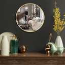 Itrue 12 Inch Small Round Wall Mirror, Gold Metal Frame Decorative Circle Mirror with Wall Mount Hook for Bathroom Bedroom Entryway Accent Mirror, Not Full Size