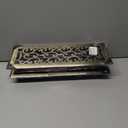 4x14 Inches 2 Pack Heavy Duty Walkable Floor Register - Easy Adjust Air Supply Lever Decorative Floor Vent Covers, Savannah Design Vent Covers for Home - Antique Brass