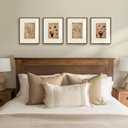 4 x Framed Vintage Botanical Wall Art for Wall Decor, 4 Piece Brown Floral Farmhouse Bathroom Picture Prints, Rustic Farmhouse Botanical Artwork for Living Room Bedroom Bathroom Fireplace Walls, 11x14 In