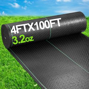 AMAGABELI GARDEN & HOME, 3.2oz 4ft x 100ft Weed Barrier Landscape Fabric Heavy Duty Ground Cover Weed Cloth Geotextile Fabric Durable Driveway Garden Lawn Fabric Outdoor Weed Control Block Mat