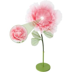 Wedding Giant Electric Artificial Flower: Auto-Open Organza Flower Decorations with Light - Large Floor Stand Blooming Flower Home Decor - Huge Banquet for Birthday Party Display (Pink, 23.62 IN)