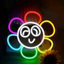Sunflower Neon sign Dandy Sign Smile Face LED Neon Light for Wall Decor, Dimmable Rainbow Flower Light for Bedroom Bar Wedding Party Children's Room, Christmas Gift for kids