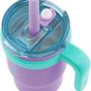 REDUCE 14 Oz Coldee Kids Tumbler with Lid and Straw - Coldee Insulated Travel Mug - Spill-Proof, Sweatproof Stainless Steel, BPA-Free - Includes Handle, Reusable Silicone Straw - Purple Mermaid