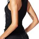 Floerns Women's Y2k Punk Studded Streetwear Tank Top Ripped Fitted Scoop Neck Grunge Vest Going Out Rock Concert Outfits (Black, XS)
