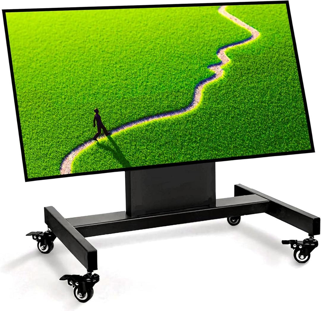 Rolling TV Stand, Mobile TV Cart, Low Profile Floor Confidence Monitor Cart for 32-75 inch Screen, Height Adjustable, 90Adjustable Viewing Angle