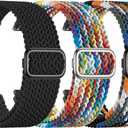 SNBLK 3 Pack 18mm 20mm 22mm Braided Watch Band Compatible with Garmin Vivoactive 5 Watch Bands/Vivoactive 6/3/4s, Quick Release Adjustable Elastic Nylon Loop Strap for Venu 3S/2S/Venu 3/2 Women Men