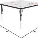 Correll 36"x36" Square, Classroom Dry Erase/Markerboard Top Activity Table, Height Adjustable (19"-29), White Durable High Pressure Laminate, School Furniture, Made in The USA