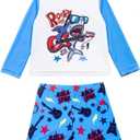 Toddler Swimsuits Boy 2t Bathing Suits Boys Swim Shirt Long Sleeve Swimming Set (Blue)