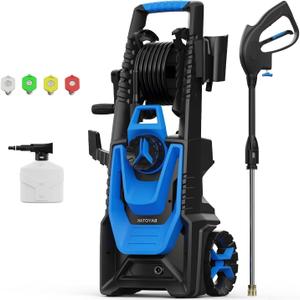 Electric Pressure Washer, 5000 PSI 3.2 GPM Power Washer with Foam Cannon, High Pressure Cleaning Machine with 35 FT Power Cord and 20 FT Hose, Hose Reel, 4 Connect Nozzles for Car/Patio/Fences (Blue)