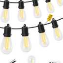 25FT LED Outdoor String Lights - 12+1 Shatterproof Vintage Edison Bulbs | IP44 Weatherproof | Plug in Cafe Patio Lights for Balcony, Porch, Deck & Cozy Bistro Ambiance (2700K Warm White)