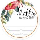 Hello I'm New Here Bright Floral Newborn Sign / 10" Round Dry Erase Fill in Infant Baby Hospital Round Photography Sign/Botanical Birth Announcement Circle Photo Prop