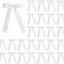 Meseey 30 Pcs 5x7 Inch White Grosgrain Ribbon Bows with Twist Ties, Pre-Tied Large White Decorative Bows for Gift Wrapping, Wedding, Graduation, Birthday, Holiday, Party Decor and DIY Crafts