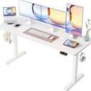 YIHAYO Electric Standing Desk, 63 x 24 Inches Stand Up Desk with Splice Board, Computer Table for Home Office, White Frame/White Top