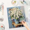 Daisies Paint by Numbers Kit for Adults - DIY Floral Painting on Canvas 16x20 Inches, Adults' Paint-By-Number Kits Acrylic Paint Set for Beginners, Flower Art Kit for Home Decoration or Gifts