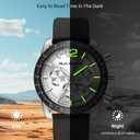 FELITI FORTONS Mens Watches Sport Tonneau 3ATM Waterproof Chronograph Luminous Quartz Watches of Men Silicone Strap with Gift for Men