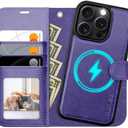 OCASE for iPhone 16 Pro Case Detachable Wallet Case with Card Holder, 2 in 1 Pu Leather Flip Folio with RFID Blocking Stand Wrist Strap Shockproof Phone Cover 6.3 Inch 2024, Purple