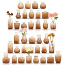 36Pcs Bud Vases Set Small Vintage Glass Bottles Bud Vases in Bulk Multiple Shape Cute Glass Vases for Rustic Wedding Centerpieces Table Decorations and Home Decor (Dark Amber)
