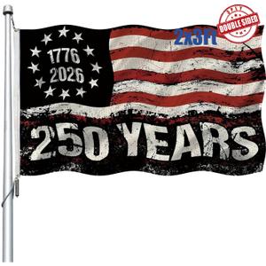 250 Anniversary USA Flag Double Sided 3 Ply 2x3 Outdoor-Heavy Duty 1776-2026 250 Year American Anniversary Commemorative Flag Banner with 2 Brass Grommets 4 Rows Stitched