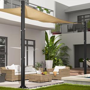 Sun Shade Sail Poles, 10 FT Sun Shade Poles, 2.6" Diameter Steel Heavy Duty Shade Sail Pole with Expansion Bolt Hardware for Outdoor Shading in Gardens and Backyards, Patio, Black 2 Packs