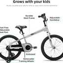 JOYSTAR Whizz 20" Kids Bike for Toddler & Kids | BMX Style Kids Bike with Training Wheels, Bell Dual Brake Kids' Bicycle (20 Inch with Training Wheels & Kickstand, Silver)