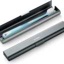 Aluminum Toothbrush Travel Case, Portable Travel Toothbrush Holder, Durable Manual Toothbrush Box Container for Traveling, Bathroom, Camping, Business Trip-Gray Blue (1 Pack)