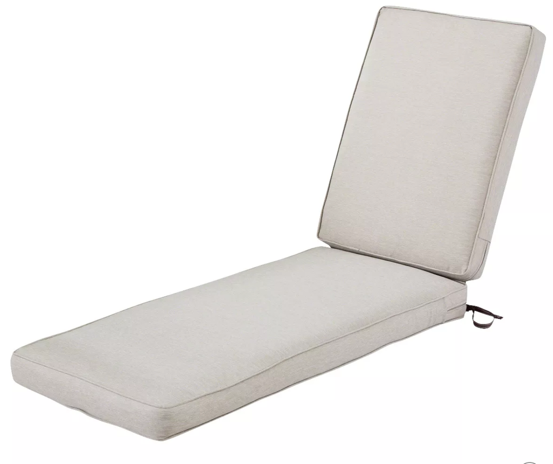 Montlake Fadesafe Patio Chaise Lounge Cushion Set - Heather Gray - Classic Accessories: Water & Stain Resistant, Zipper Closure