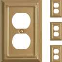 Metal Electrical Outlet Covers, Light Switch Cover Wall Plates, Mid Size Thicker Decorative Switch Plates,Receptacle Wall Plate of Modern Styles (Vintage Gold, 1 Gang Duplex 4 Pack)