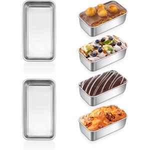 P&P CHEF Mini Loaf Pans Set, 6 PCS Small Bread Loaf Pan for Baking, 6.3 x 3.5 Inch Stainless Steel Baking Pans for Homemade Bread, Meatloaf, Cake and Brownies, Healthy & Non Toxic, Dishwasher Safe