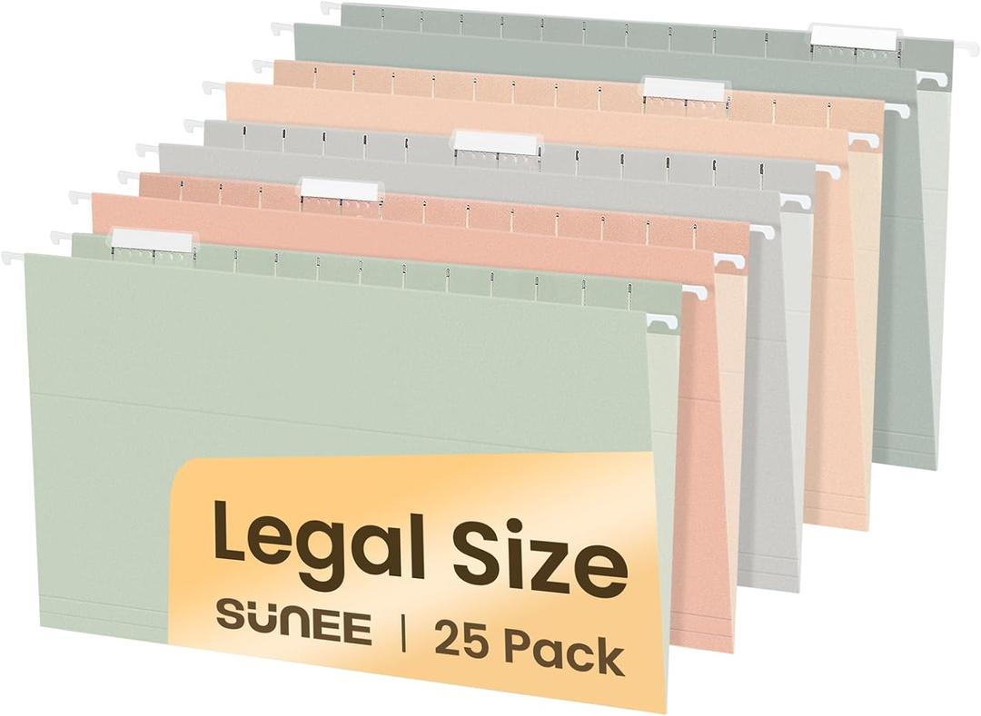 SUNEE Hanging File Folders Legal Size, 25 Pack File Folders 1/5-Cut Tabs, Morandi Colors, Stay Organized for Your Home and Office Bulk File and Documents