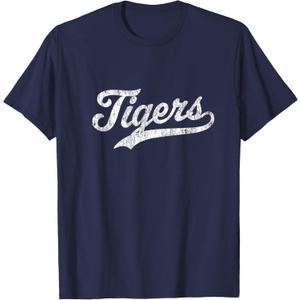 Tigers Mascot T Shirt Vintage Sports Name Tee Design T-Shirt, S