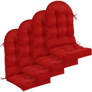 Geelin 4 Pcs Adirondack Chair Cushion High Back Patio Chair Cushion 44 x 19 x 4 Inch Tufted Weather Resistant Fade Resistant Seat Rocking Chair Cushion for Patio Rocking Chair Cushion Seat (Red)