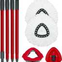 Spin Mop Replace Head, Base, Mop Handle Replacement for OCedar EasyWring 1 Tank System, Include 2 Microfiber Mop Head Replacement, 1 Sturdy Iron 30-58" Mop Handle, 1 Scrubber Head, 1 Spin Base