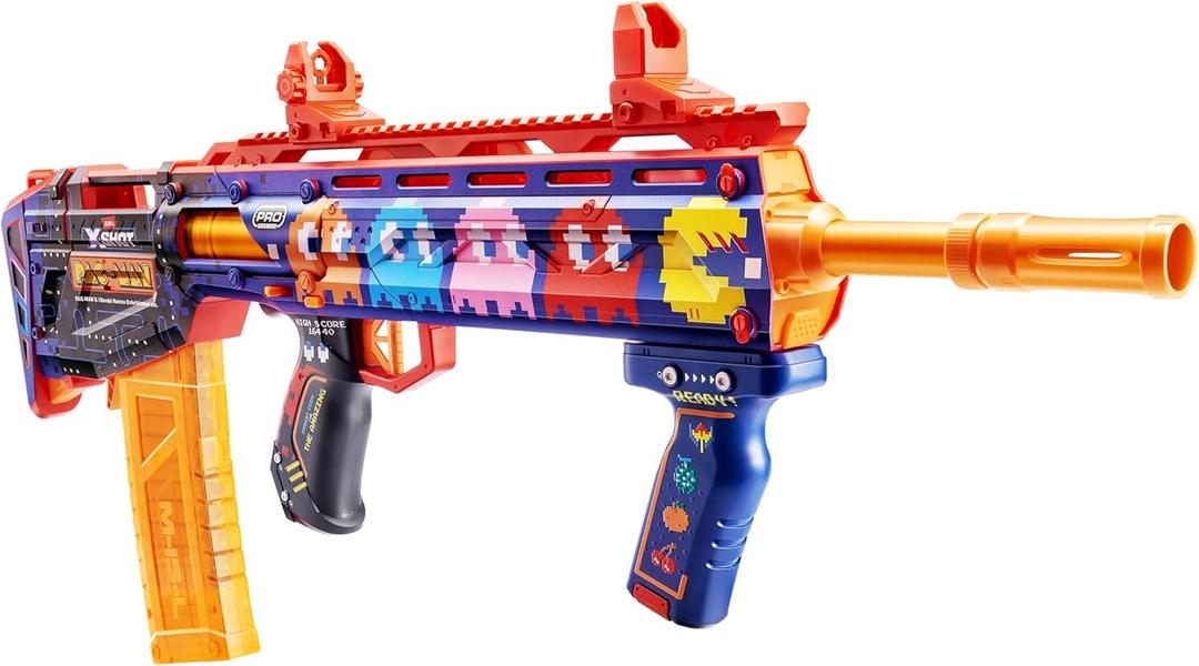 XSHOT Skins Pro Series 1 Pac-Man Long Shot Blaster by ZURU with 40 Darts, Air Pocket Technology Darts and Dart Storage, Outdoor Toy, Teens and Adults