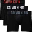 Calvin Klein Men's Intense Power 3-pack Boxer Brief (Large, Black Bodies W/ White, Turbulence, Vermillion Brown Logos)