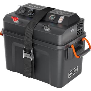 VOLTSET Trolling Motor Smart Battery Box 12V/24V Power Center PRO | Anderson Ports|16A overload switch|QC3.0 & USB-C PD|Digital Voltmeter|Fits Group 24/27/31 Batteries|For Boat, RV&Marine