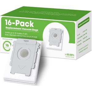 VBN 16 Pack Replacement Roomba Vacuum Bags, Compatible with iRobot Roomba i7, i7+, i3, i3+, i1+, i4, i4+, i6, i6+, i8, i8+, j7, j7+, s9, s9+ Plus, i & s & j Series Automatic Dirt Disposal Bags