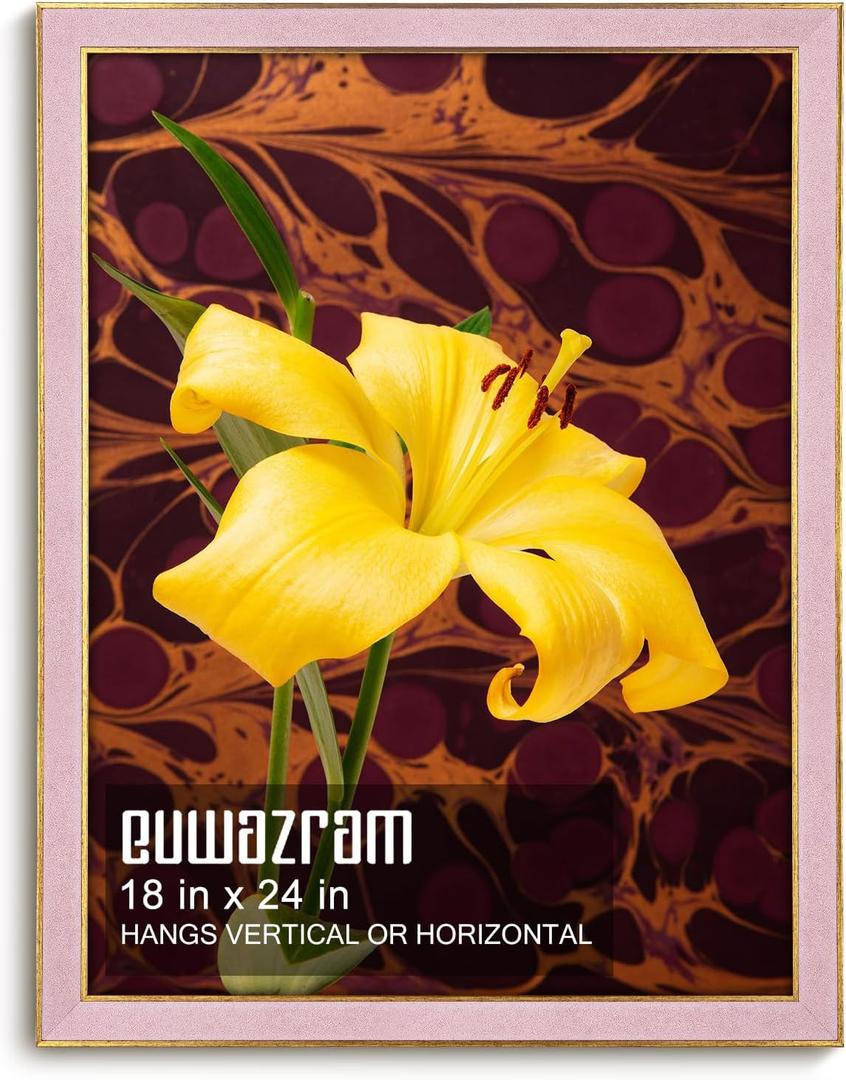 Suede 18x24 Frame - Single Frame, Christmas Elegant Pink 18 x 24 Poster Frame, 18x24 Picture Frame for Artwork Puzzles Photos and Movie Posters