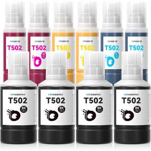 10 Pack T502 502 Ink Refill Bottles for Ecotank ET-2760 ET-4760 ET-2750 ET-3760 ET-2850 ET-15000 ST-4000 ST-2000 ET-3710 ET-3850 ET-3750 ET-4850 ET-3830 ET-4750 ET-2700 ST-3000 Printer (5024BK 2C 2M 2Y))