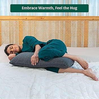 The White Willow Short Body Pillow Memory Foam Sleeping Soft Bed, Hug Pillow Insert for Sleeping & Side Sleeper (10W x 30L Inch) with Grey Zipper Cover Made from German Technology by BASF